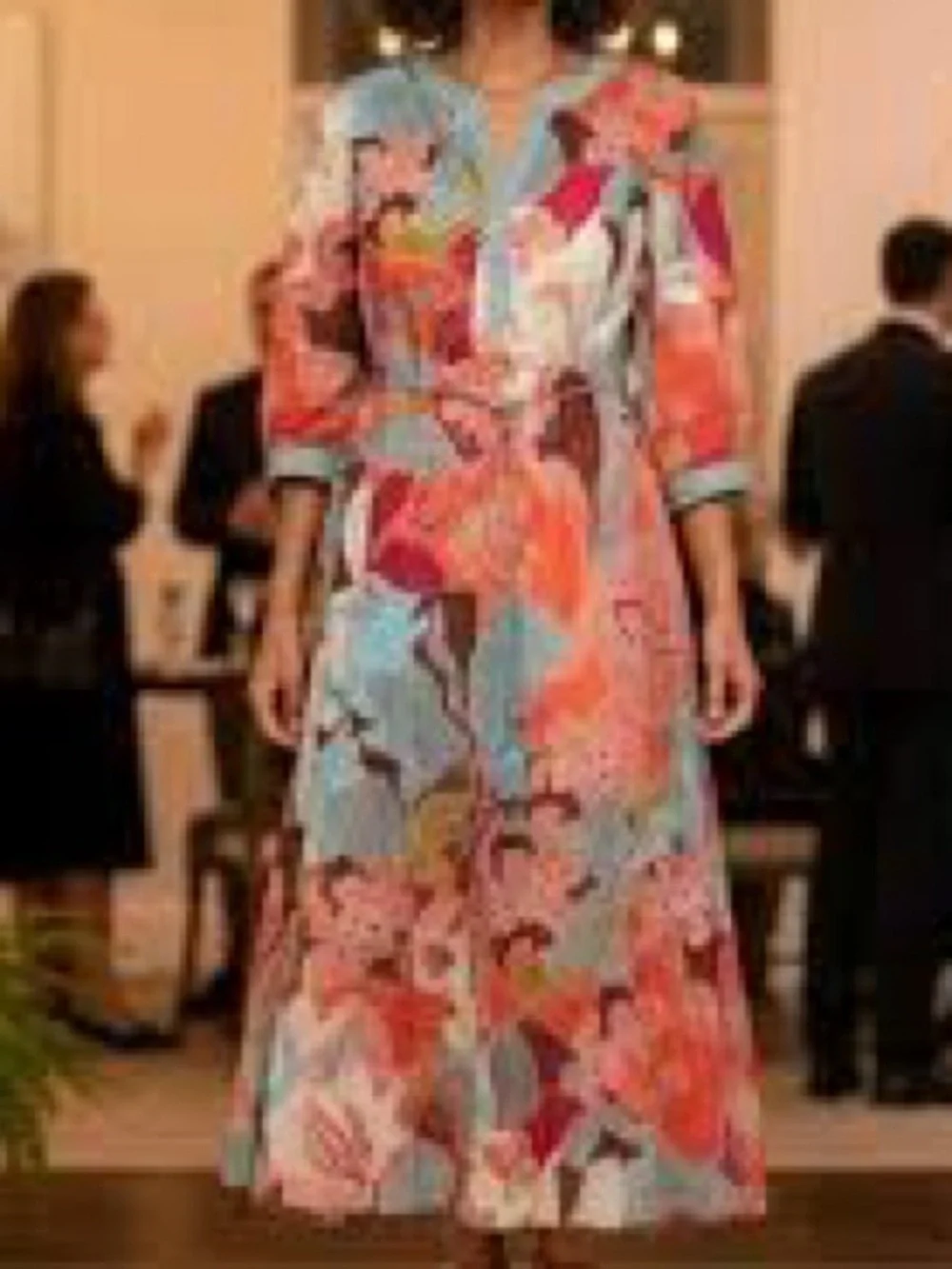 Etcetera Women's Multicolor Floral Print Midi Dress - Picture 6 of 6